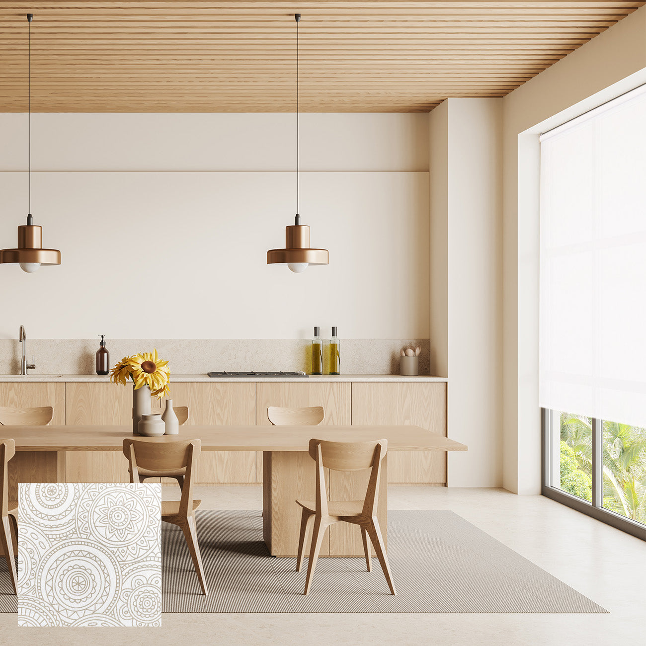 Mora 手動半透光捲簾 麥穗米 (Beige Grain)