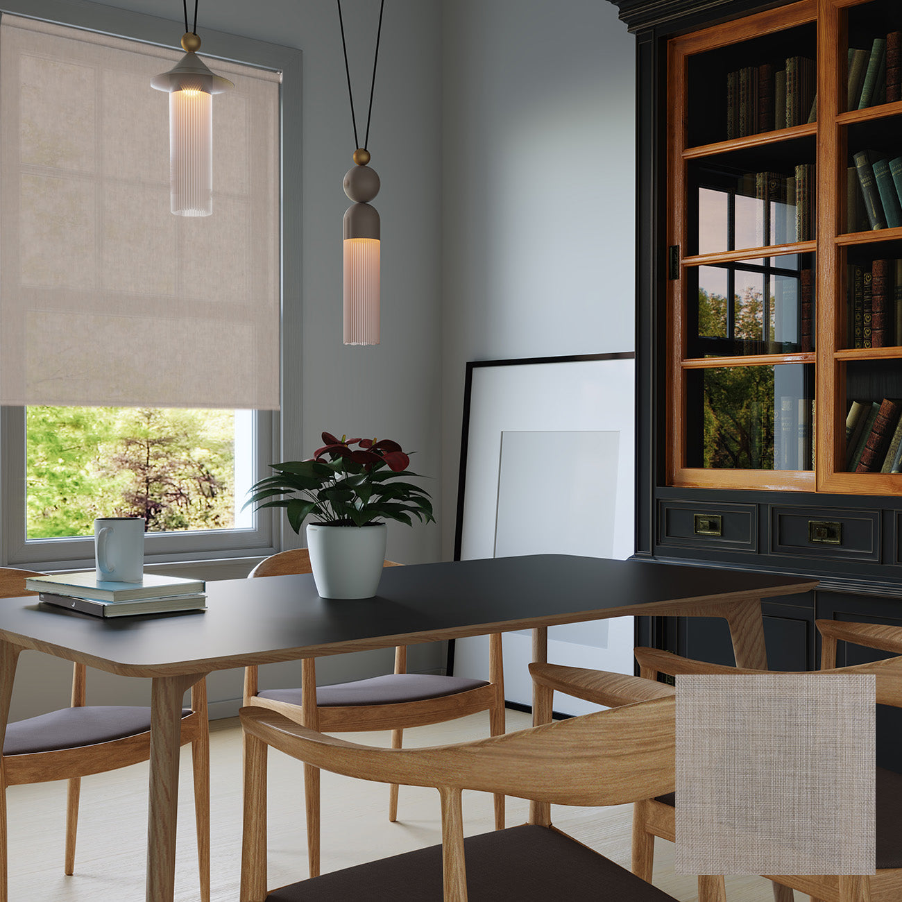 Sala 手動陽光面料捲簾 卡其麻 (Khaki Weave)