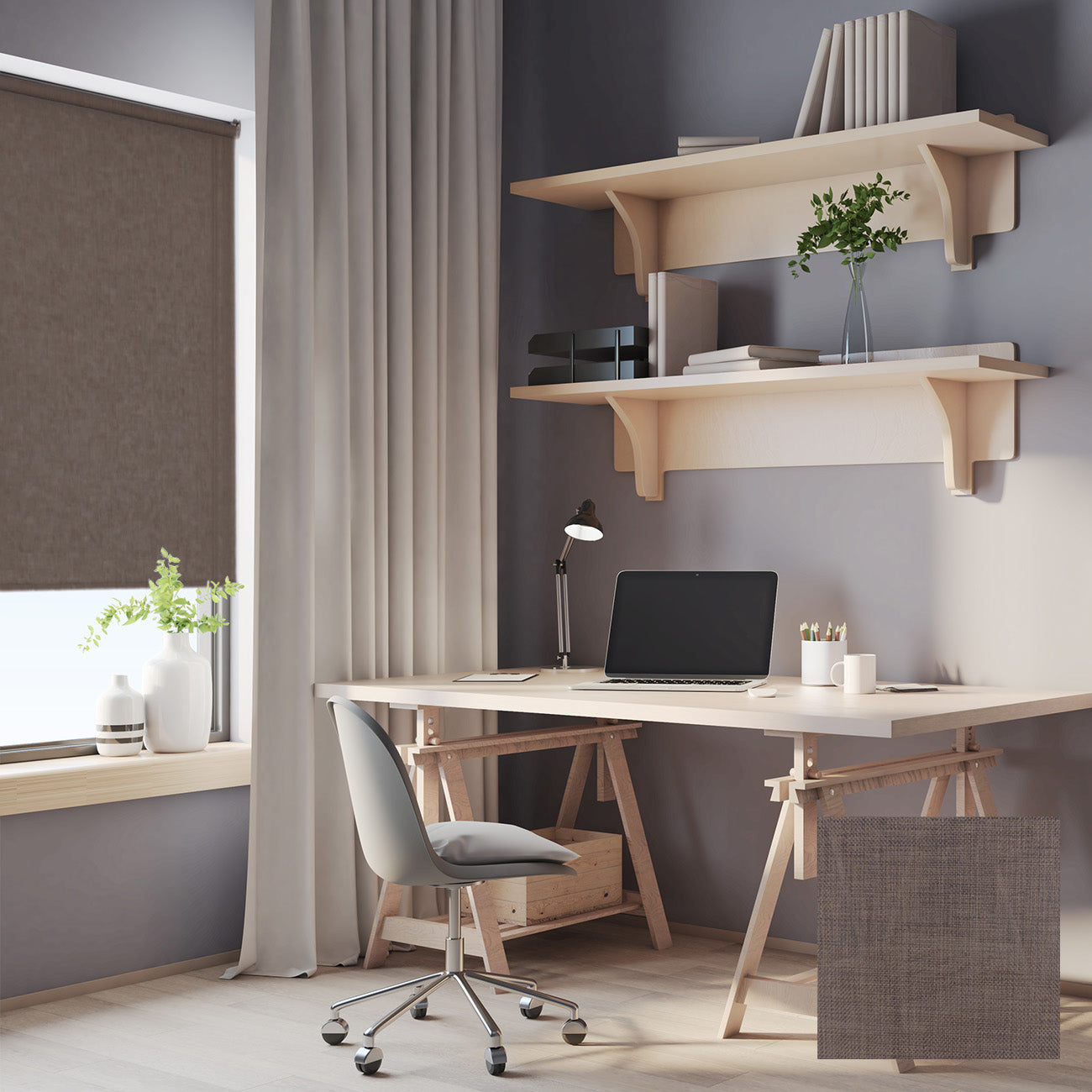 Sala 手動陽光面料捲簾 可可紋 (Cocoa Grain)