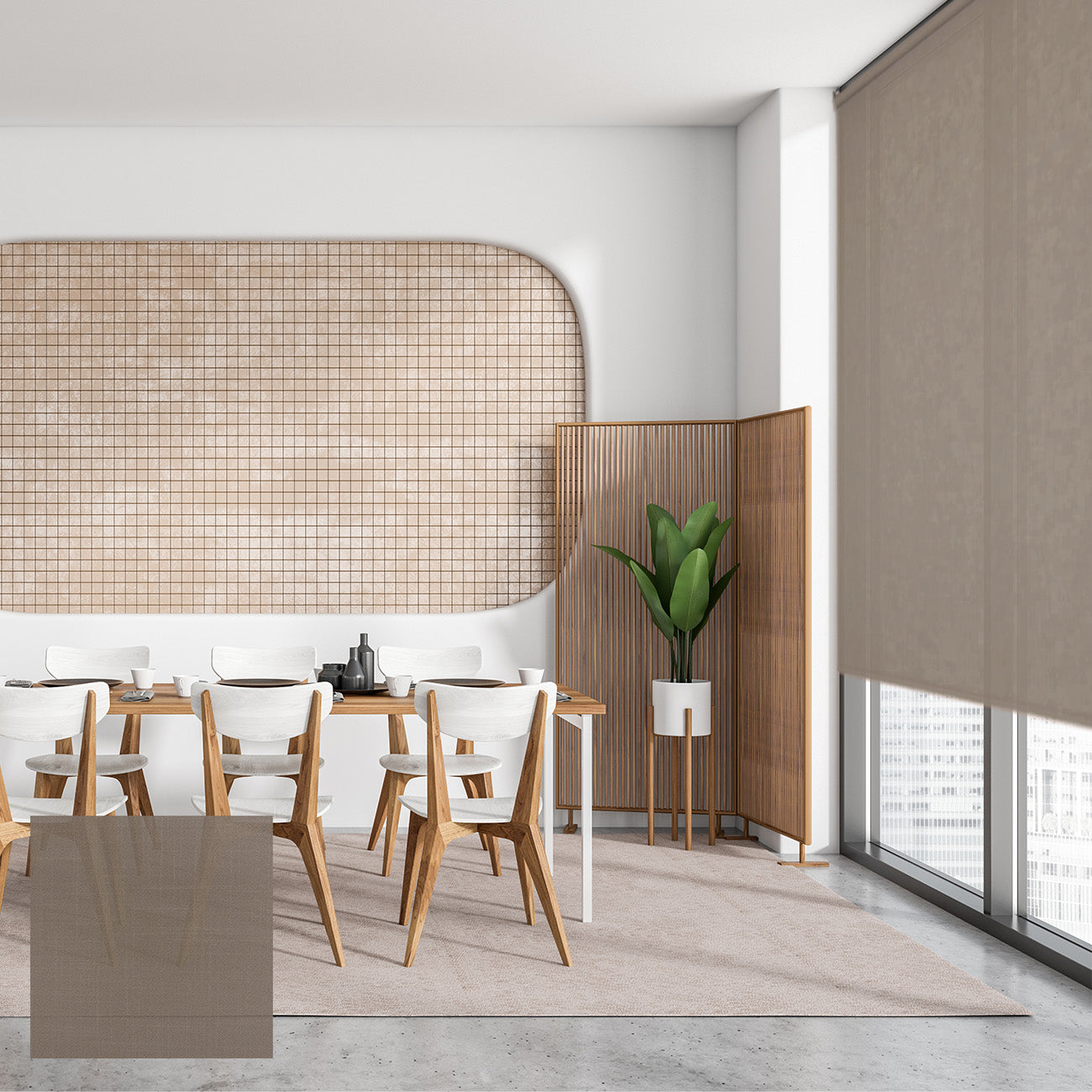 Skara 手動陽光面料捲簾 燕麥摩卡 (Oat Mocha)