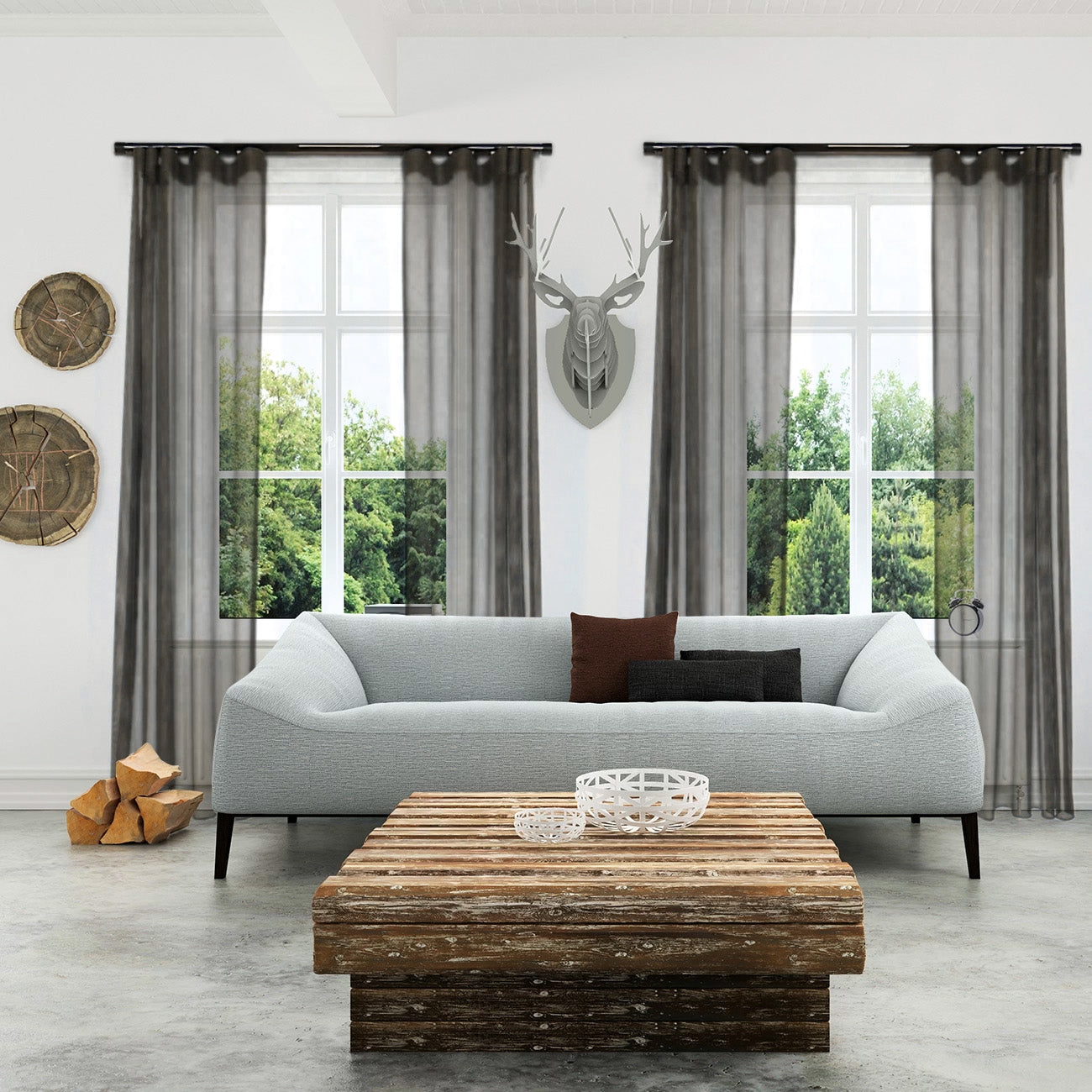 奧胡斯 Aarhus MT35 北歐鄉村系列 智慧電動窗簾軌道加窗紗組 單層 白色