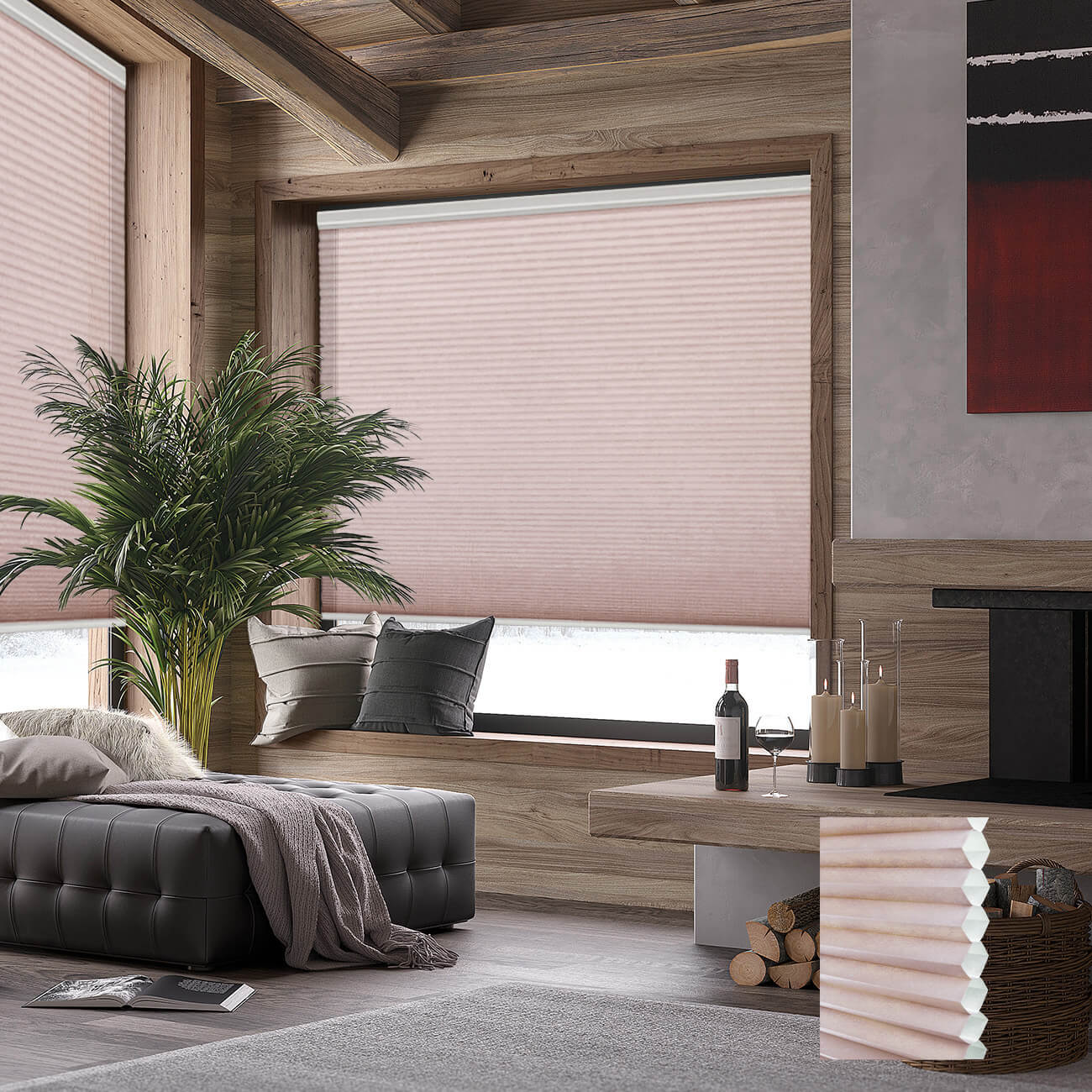 甜粉標準型手提半透光蜂巢簾 (Roseate)