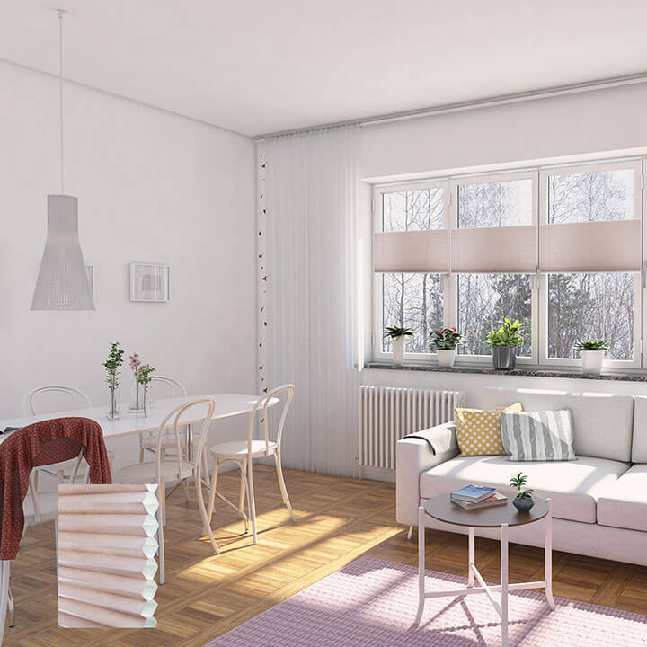 甜粉手提上下開合半透光蜂巢簾 (Roseate)