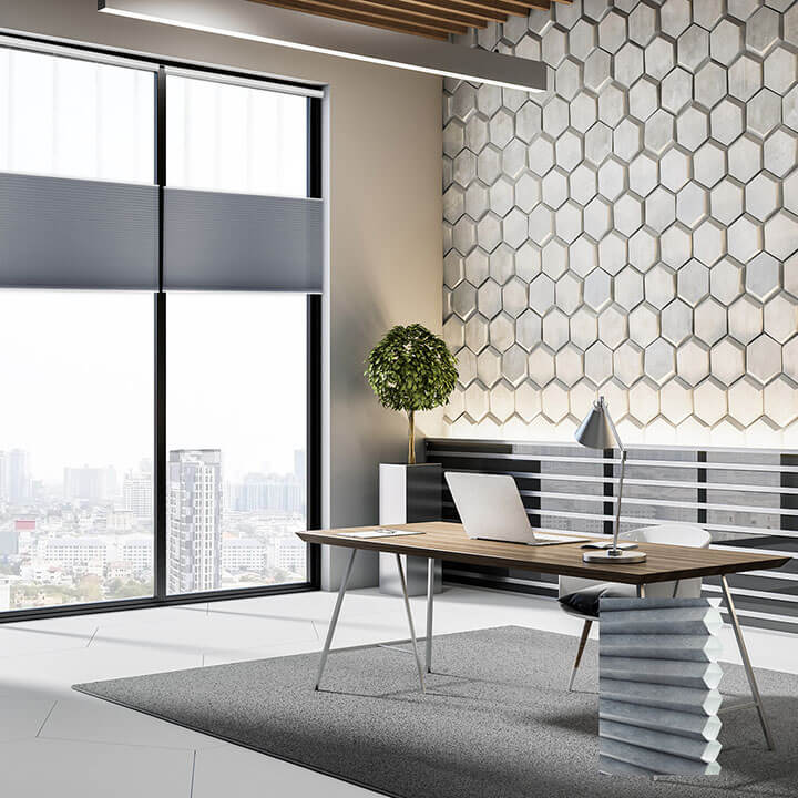 灰藍手提上下開合半透光蜂巢簾 (Royal Gray)