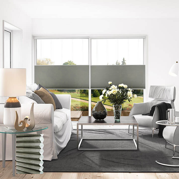 灰褐手提上下開合半透光蜂巢簾 (Antique Pewter)