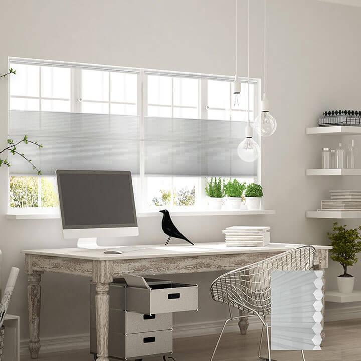 亮灰手提上下開合紗蜂巢簾 (Gray Sheen)