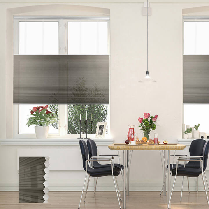 無菸煤手提上下開合紗蜂巢簾 (Anthracite)