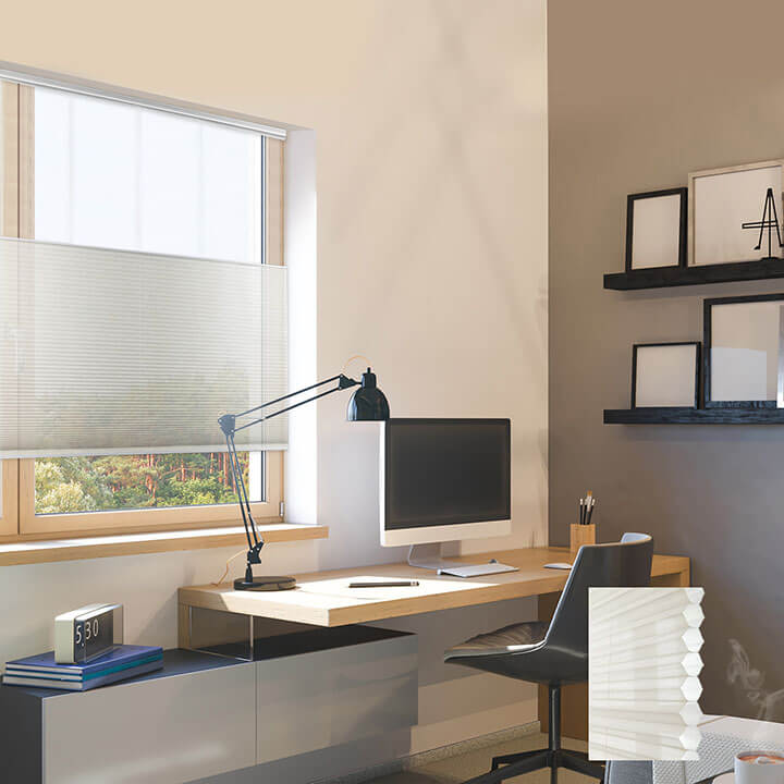 淺粉雙循環上下開合紗蜂巢簾 (White Dove)