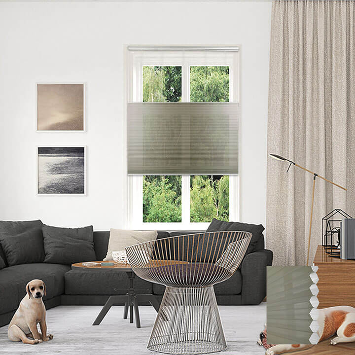 灰褐手提上下開合紗蜂巢簾 (Antique Pewter)