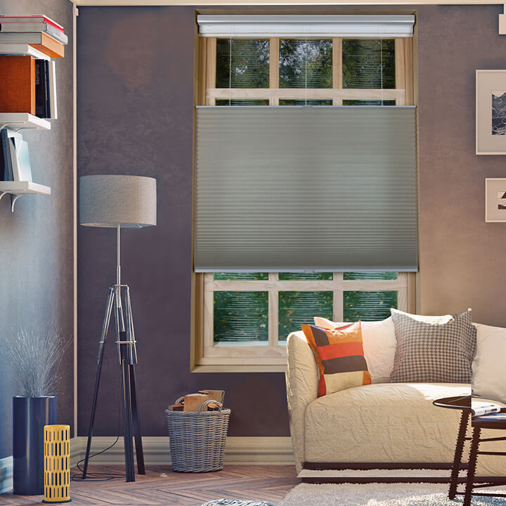 灰褐手提上下開合半透光蜂巢簾 (Antique Pewter)