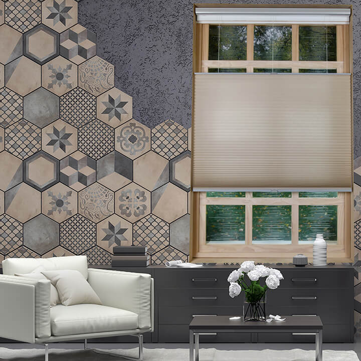 米色手提上下開合半透光蜂巢簾 (Fawn)