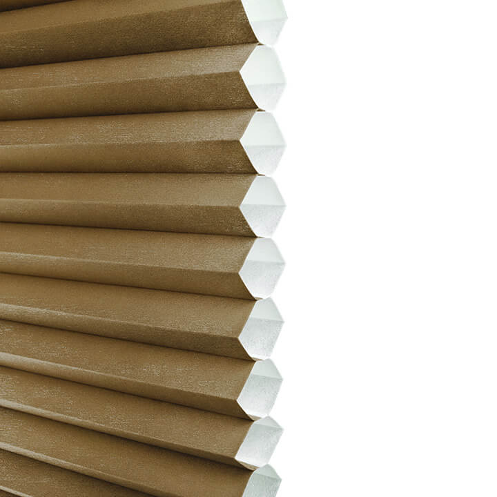 Kinna電動雙循環上下開合半透光蜂巢簾 暖棕 (Warm Brown)