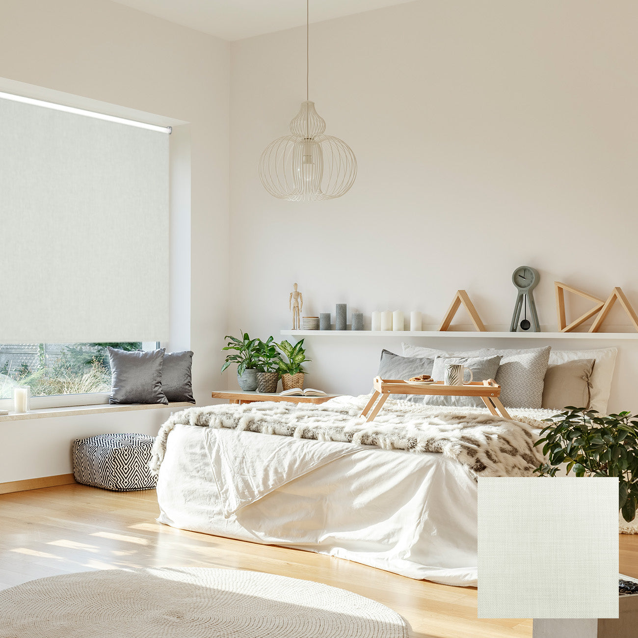 Tibro 手動遮光捲簾 棉白米 (Cream Linen)