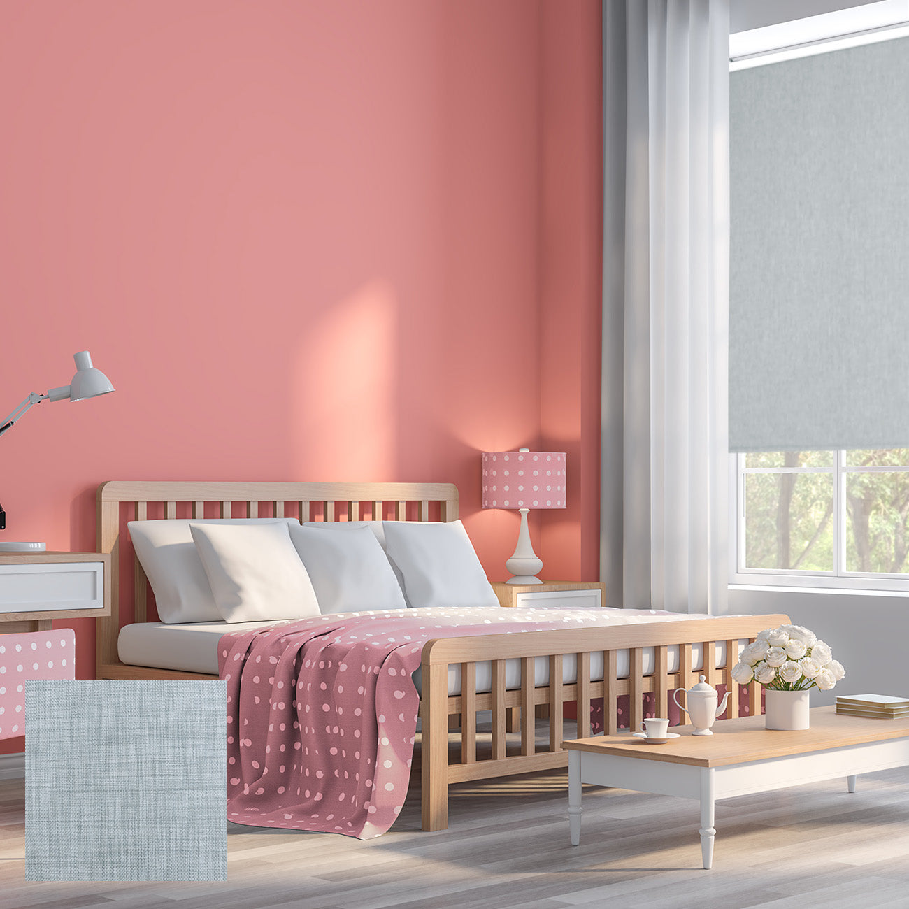 Tibro 手動遮光捲簾 冷霧藍 (Frosted Blue)