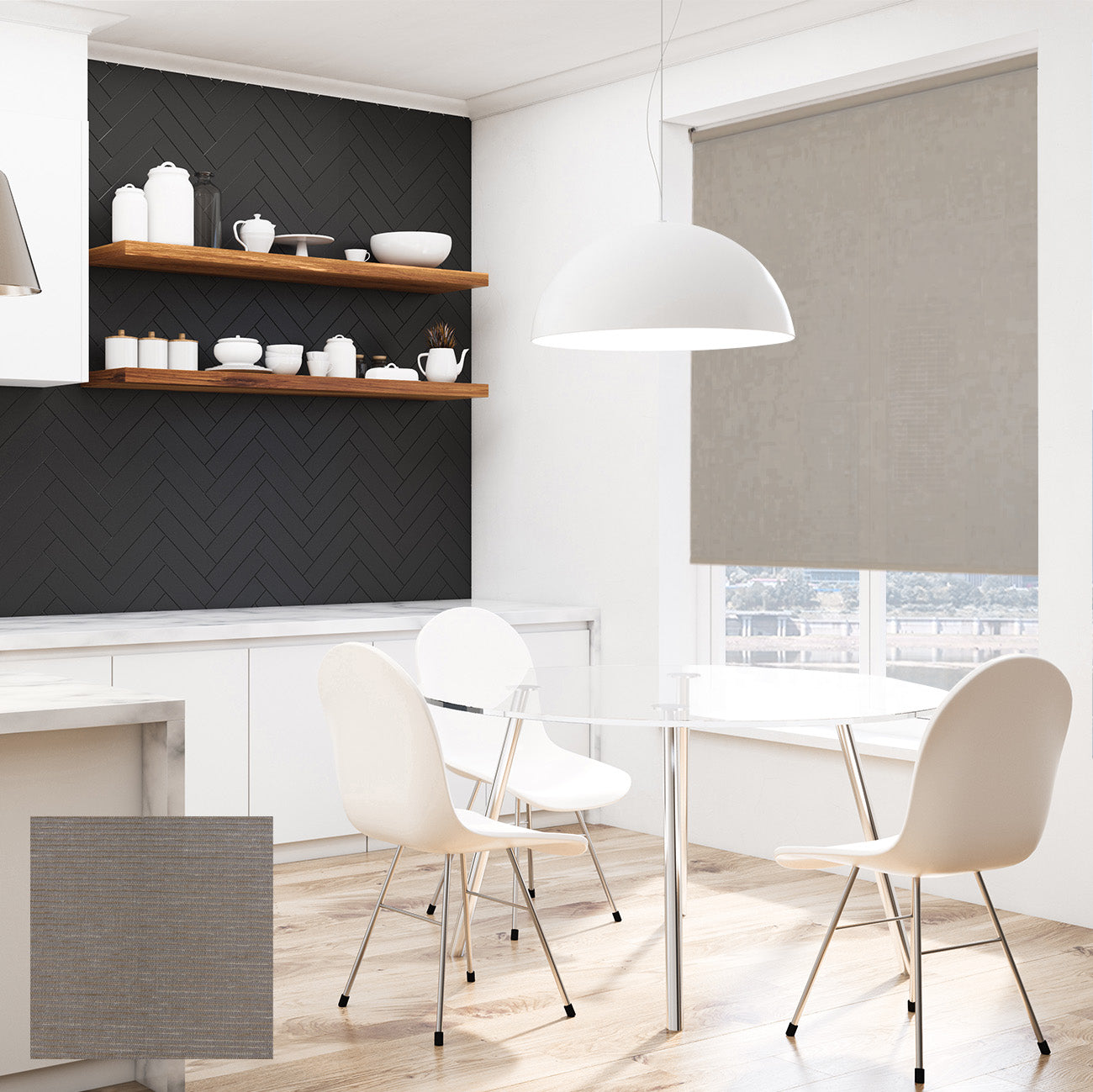 Kil 手動半透光捲簾 亞麻紫灰 (Linen Plum)