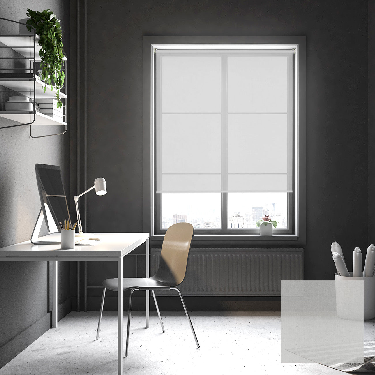 Lomma 手動紗捲簾 灰霧白 (Hazy White)