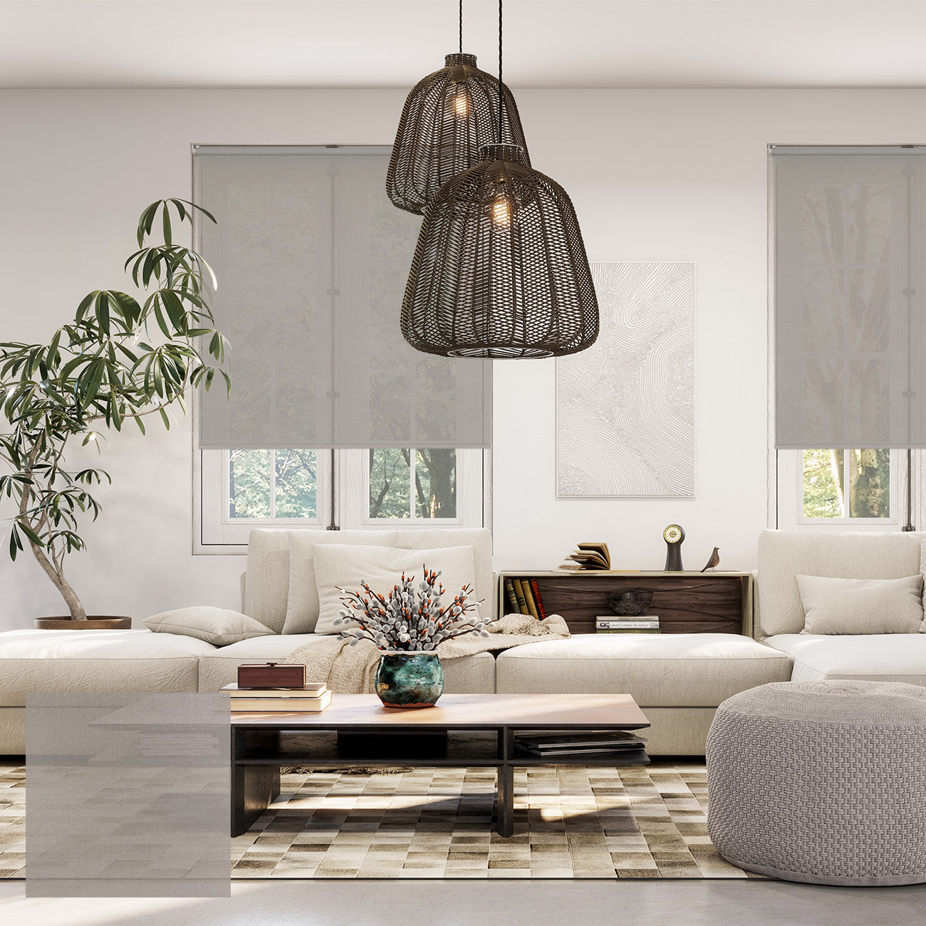 Lomma 手動紗捲簾 亞麻米 (Linen Beige)