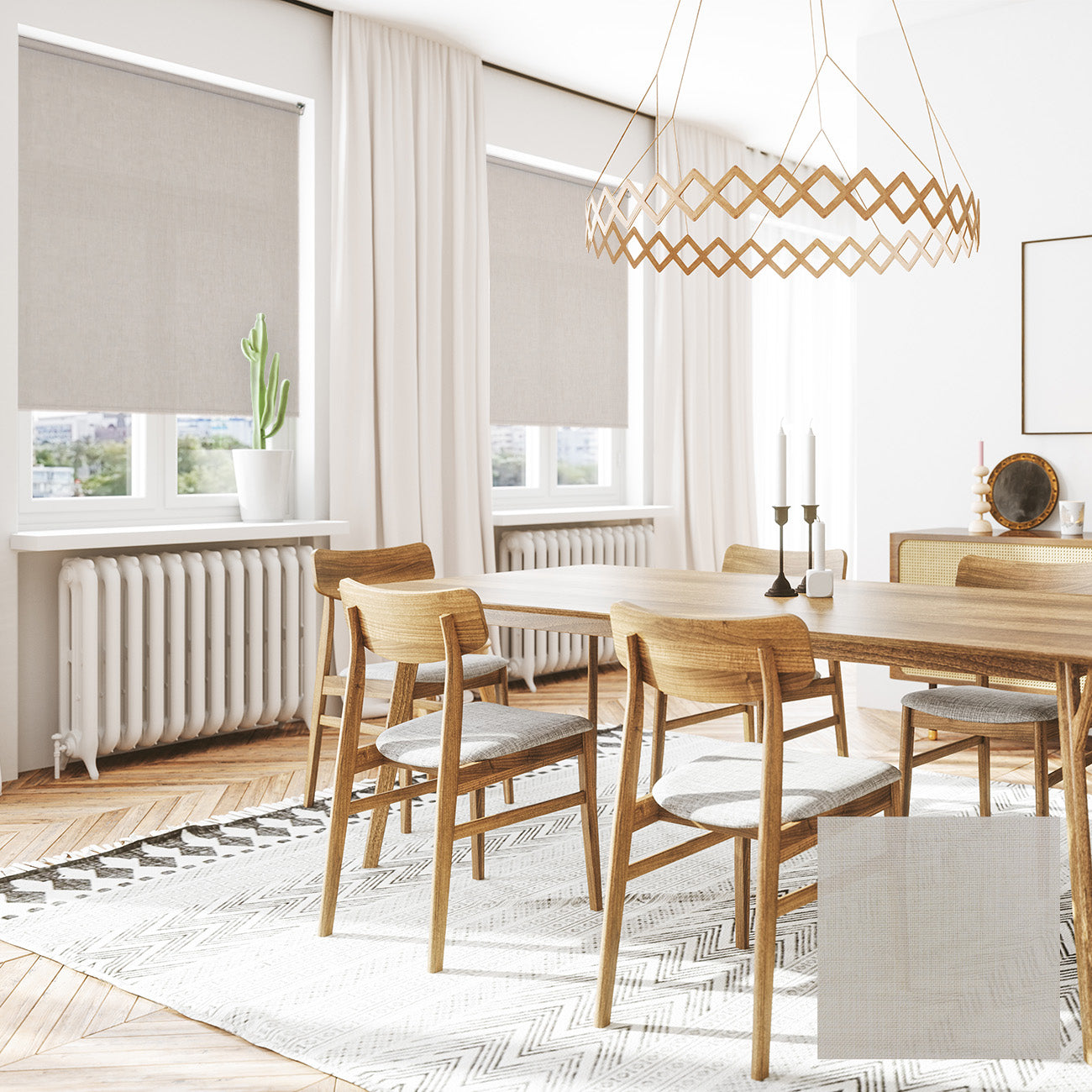 Sala 手動陽光面料捲簾 雲霧米 (Cloud Mist)