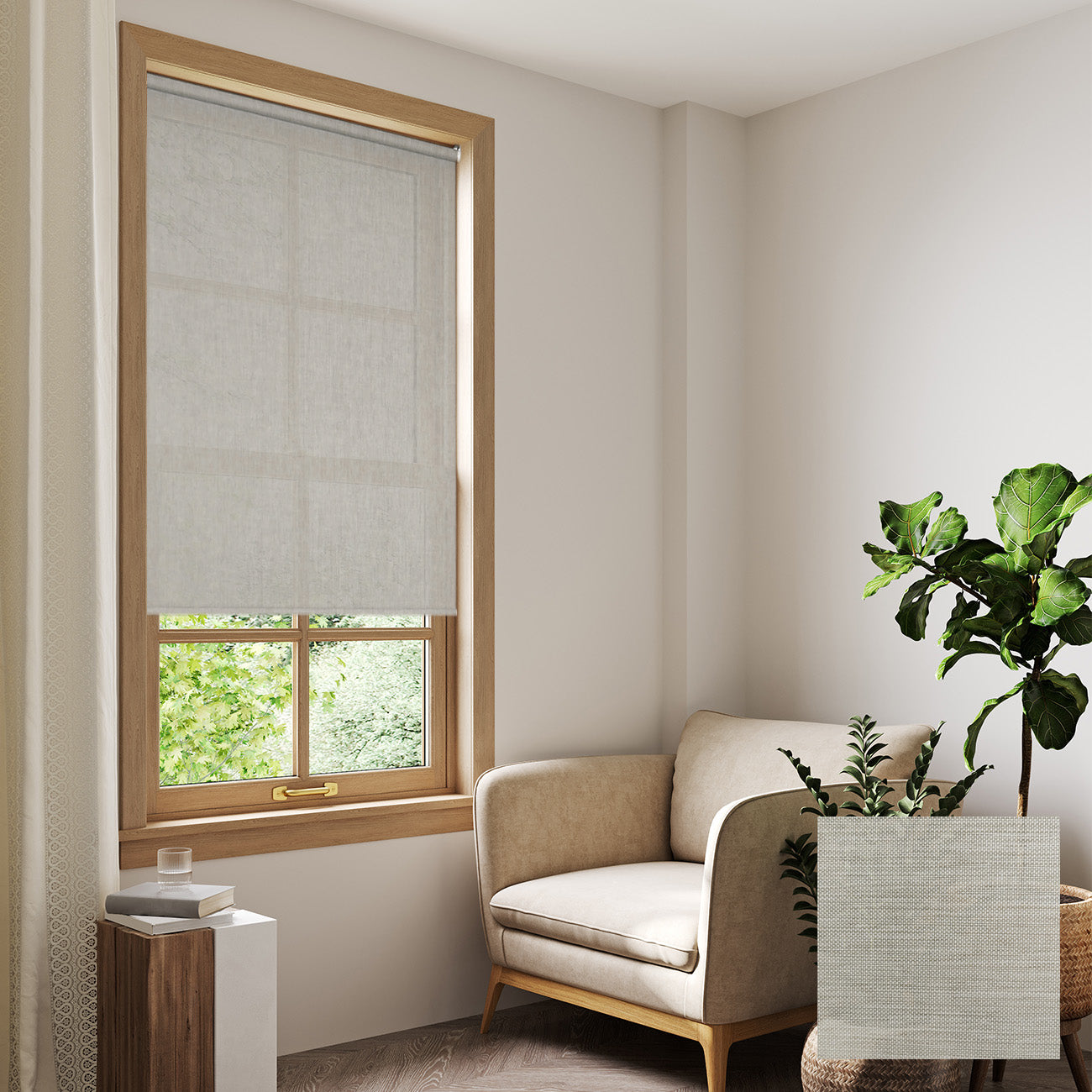 Sala 手動陽光面料捲簾 亞麻沙 (Linen Sand)