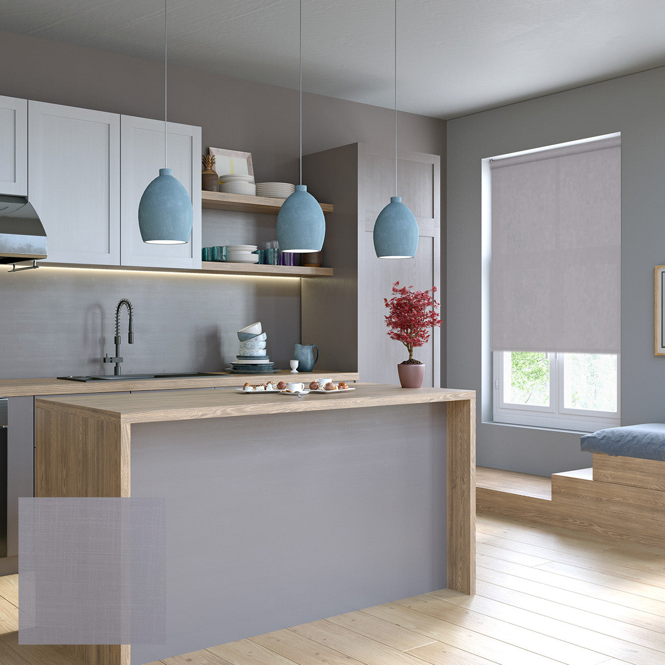 Skara 手動陽光面料捲簾 北境銀霜 (Nordic Silver)