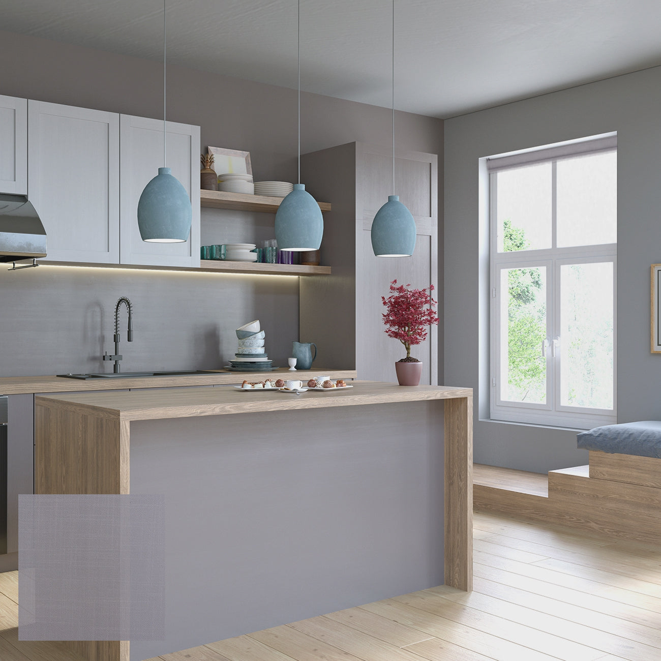 Skara 手動陽光面料捲簾 北境銀霜 (Nordic Silver)