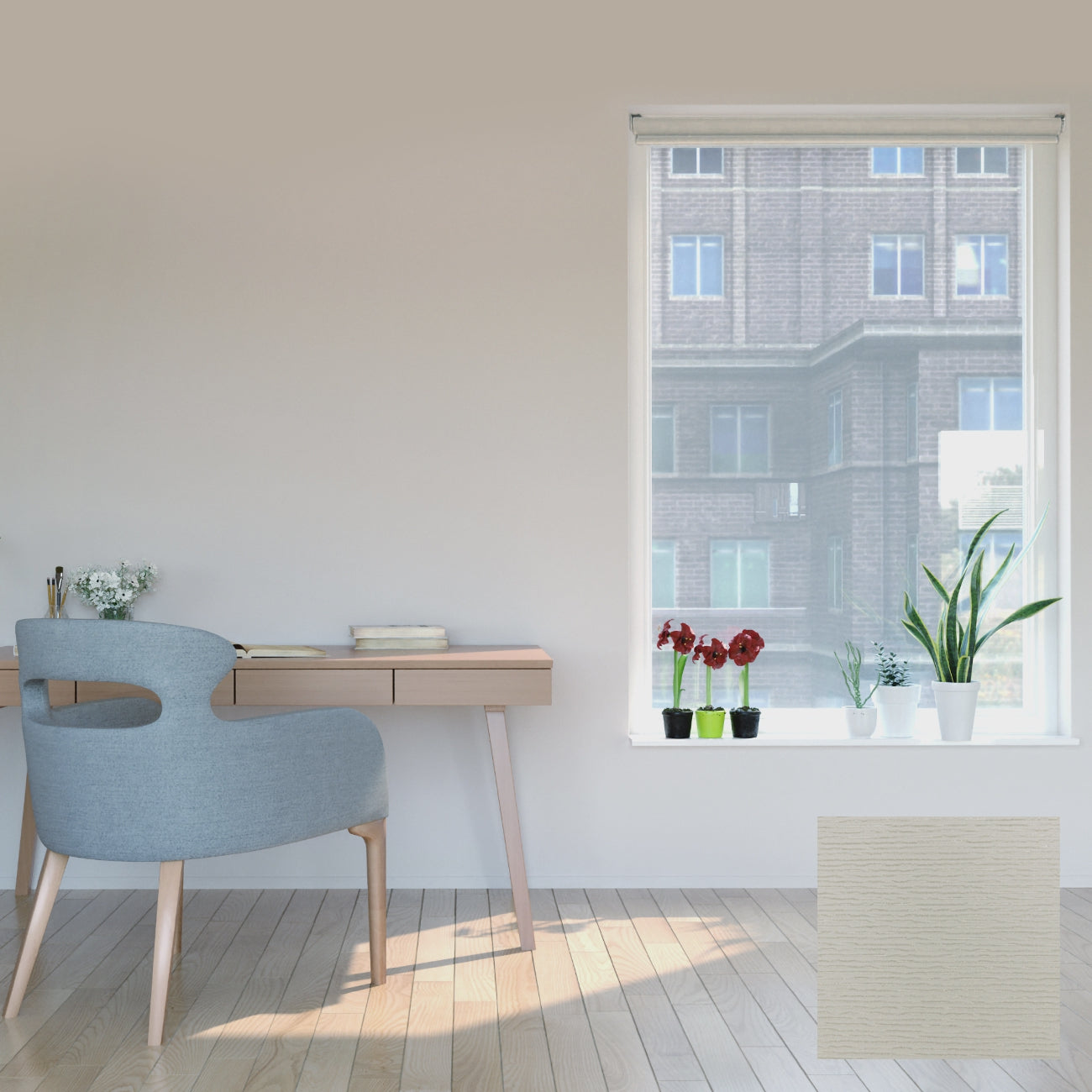 Kil 手動半透光捲簾 溫霧米 (White Mist)