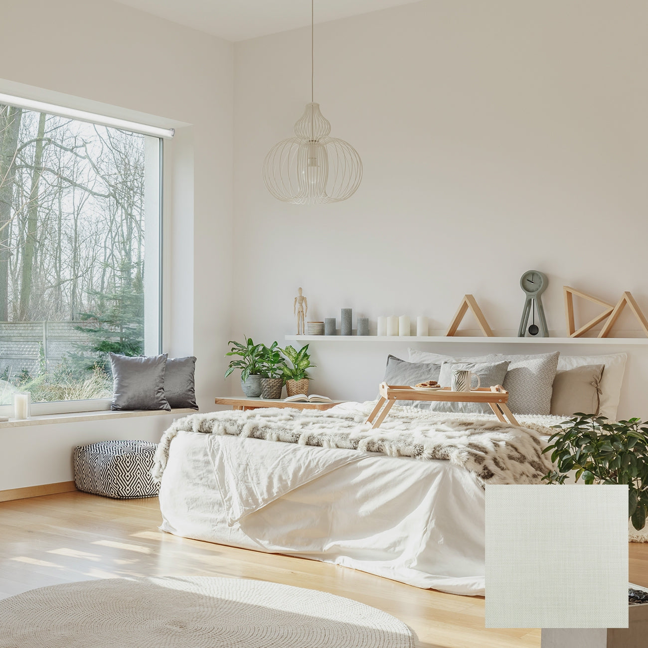 Tibro 手動遮光捲簾 棉白米 (Cream Linen)