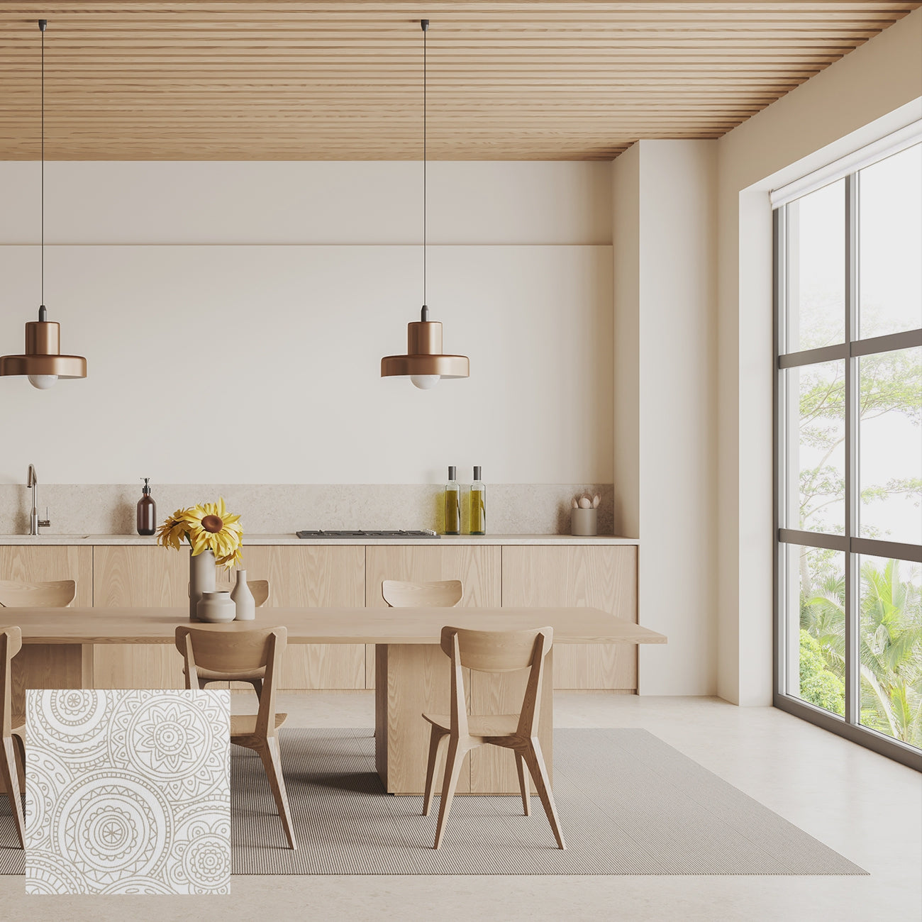 Mora 手動半透光捲簾 麥穗米 (Beige Grain)