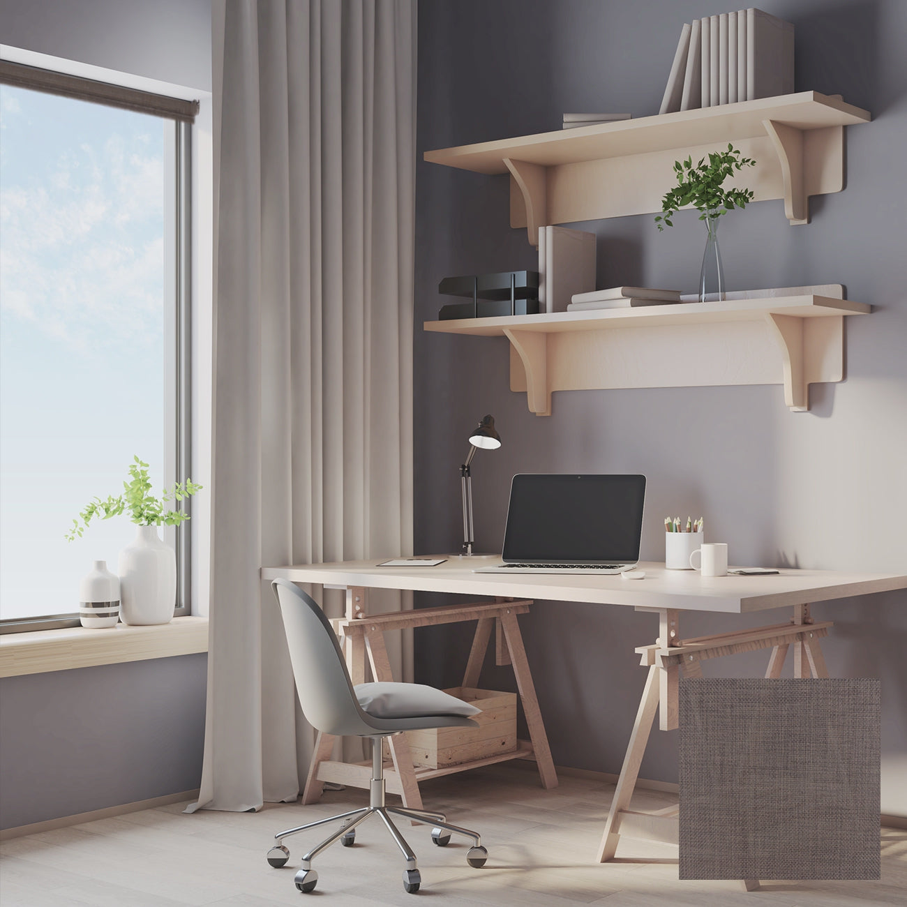 Sala 手動陽光面料捲簾 可可紋 (Cocoa Grain)