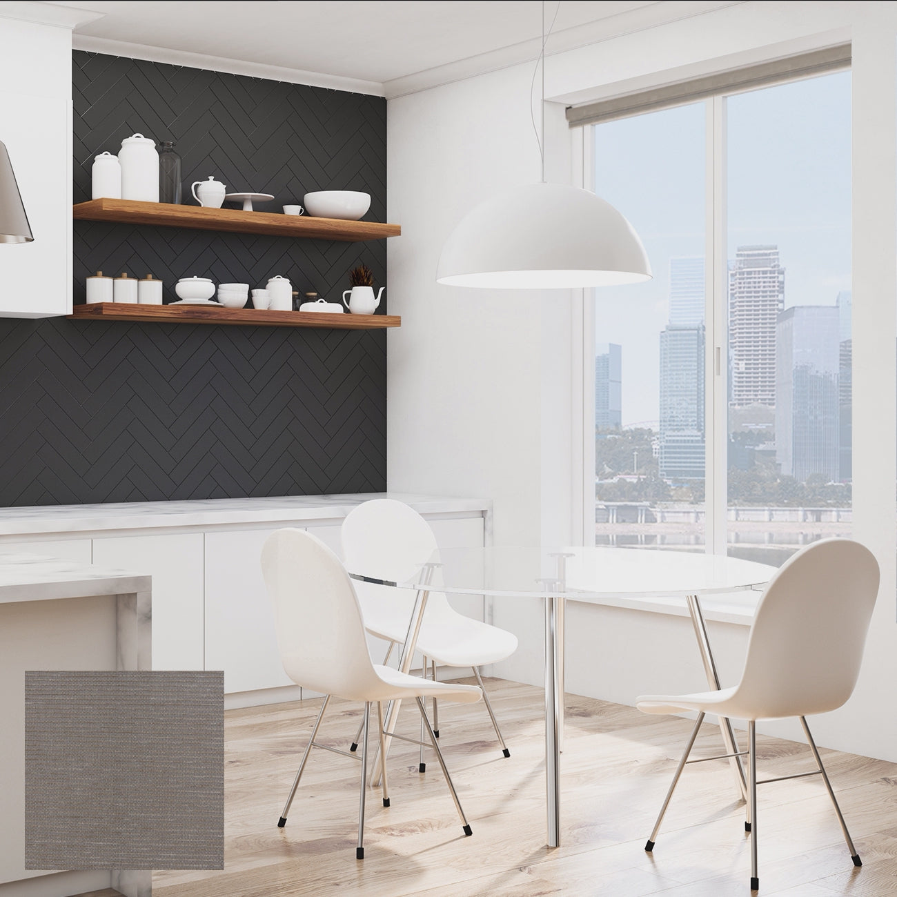 Kil 手動半透光捲簾 亞麻紫灰 (Linen Plum)